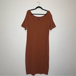 GAP Modern T-Shirt Midi Dress Rusty Brown Size L